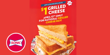 Enjoy Sonic's Grilled Cheese Sandwich Deal for $1 on April 12