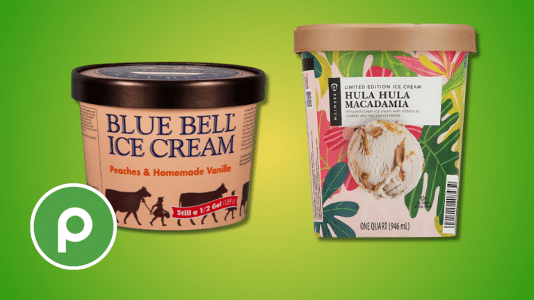 Blue Bell Peach Vanilla Returns and Hula Macadamia Ice Cream at Publix
