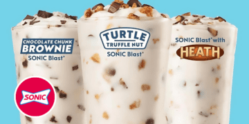 Get Sonic's Exclusive Deal While You Can: Chocolate chunk brownie sonic blast, turtle truffle nut sonic blast and sonic blast with Heath.