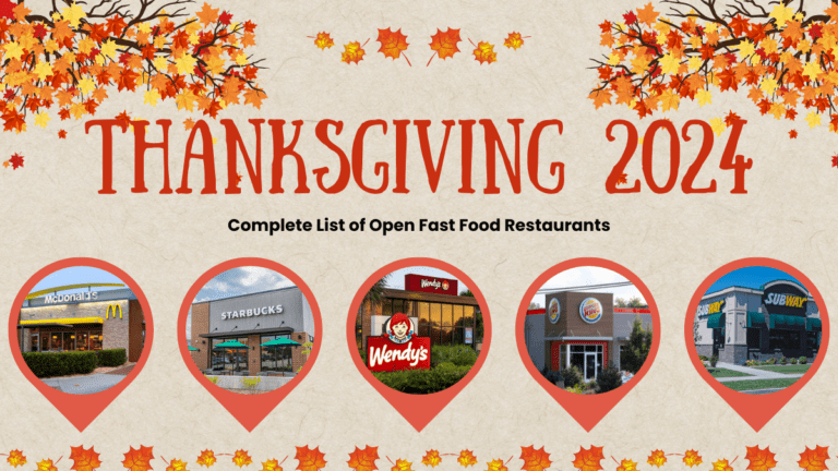 Fast Food and Restaurants Open on Thanksgiving Near Me