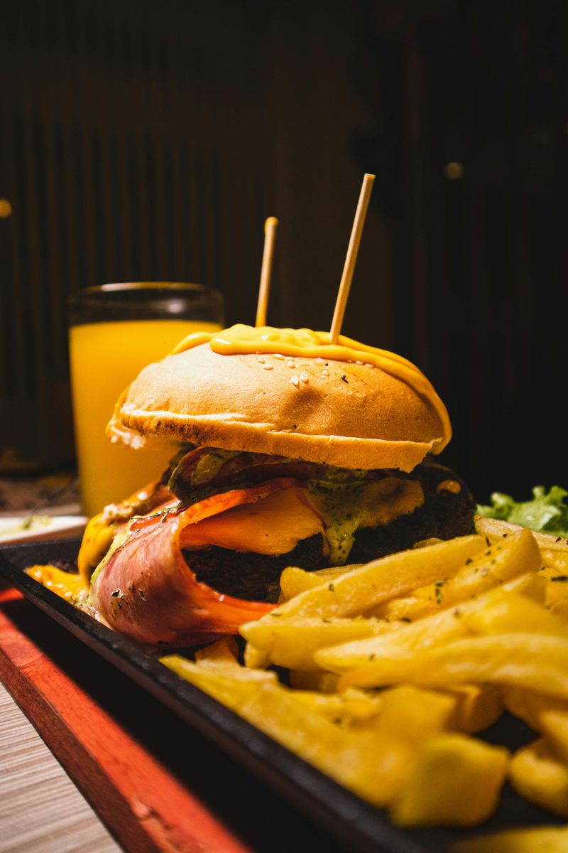 Burger and fries plate