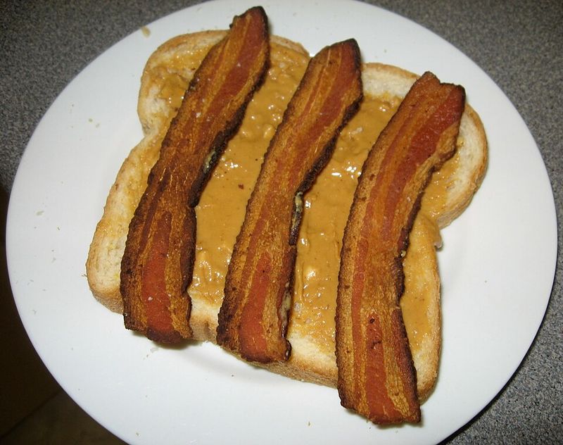 Peanut butter and bacon sandwich