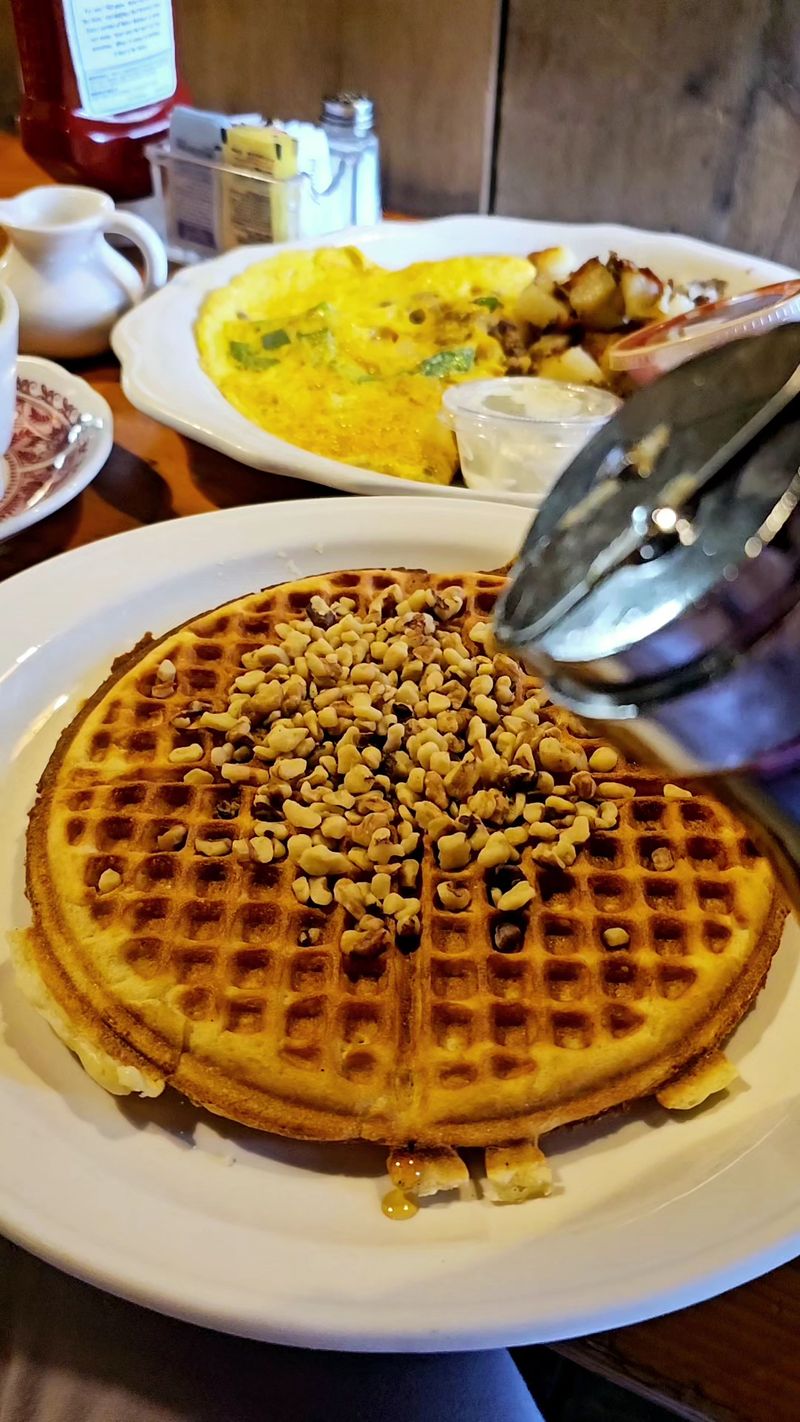 This Vermont Log-Cabin Diner Serves Maple-Glazed Bacon And Fluffy Pancakes That Make Every Morning Feel Like a Ski Weekend Treat 11 Maple Walnut Waffle Crunch