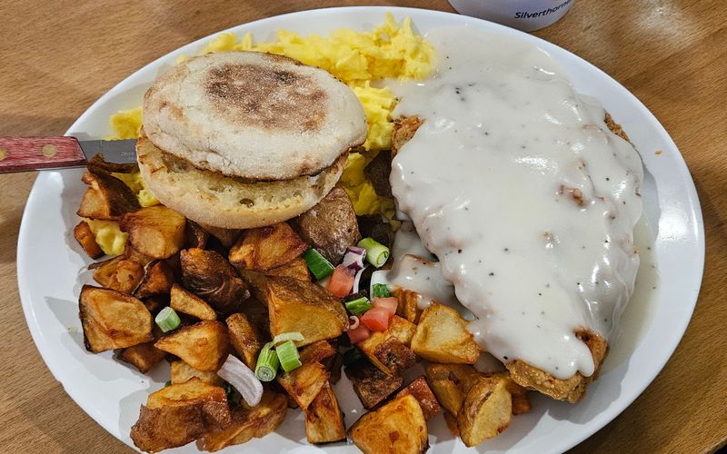 This Colorado Mountain Café Serves Heaping Breakfast Plates Locals Say Are the Best Warm-Up Before a Day on the Summit 13 Chicken Fried Steak and Gravy