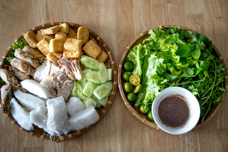 Bun Dau Mam Tom (Tofu and Noodle Platter)