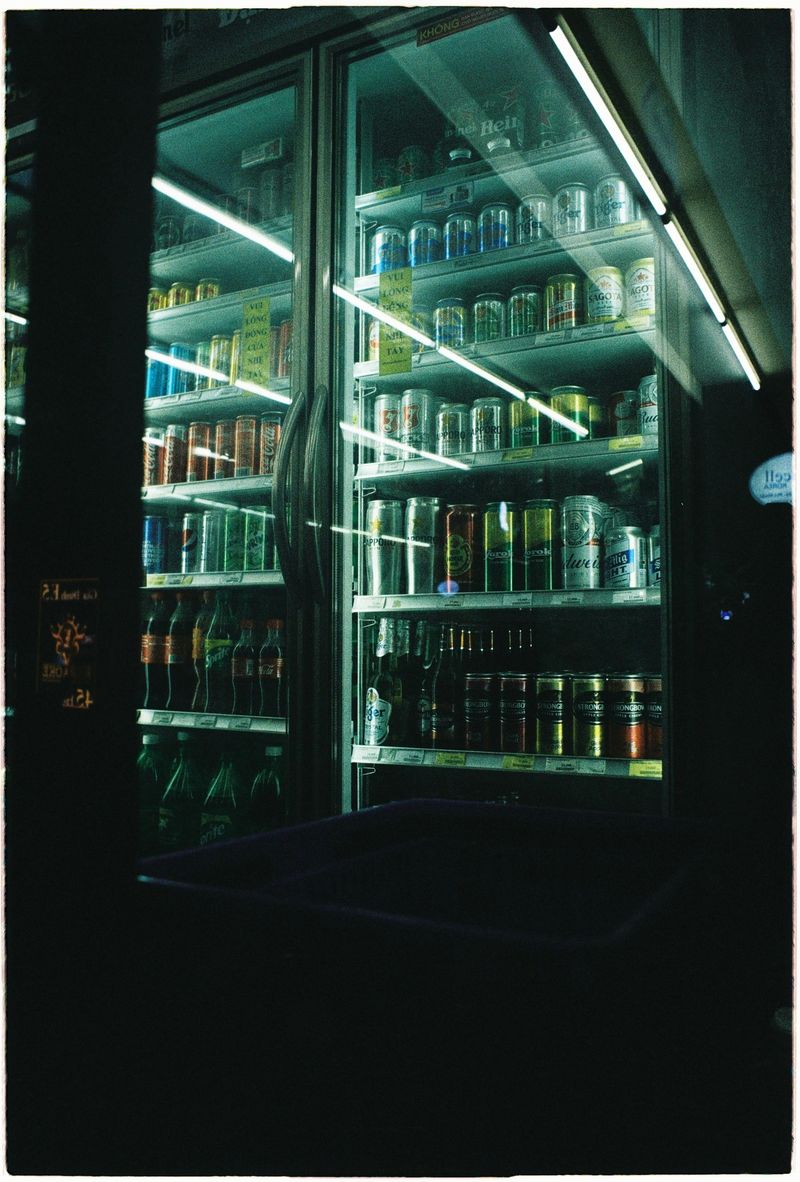 Soda Bottles in a Fridge