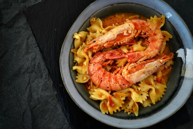 Prawn Bow-Tie Pasta in Tomato Cream Sauce
