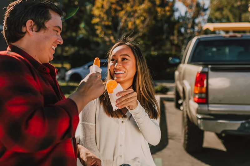Eating in parking lot