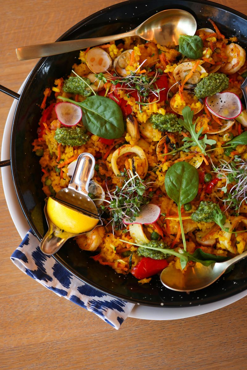 Seafood Paella with Fresh Herbs & Lemon