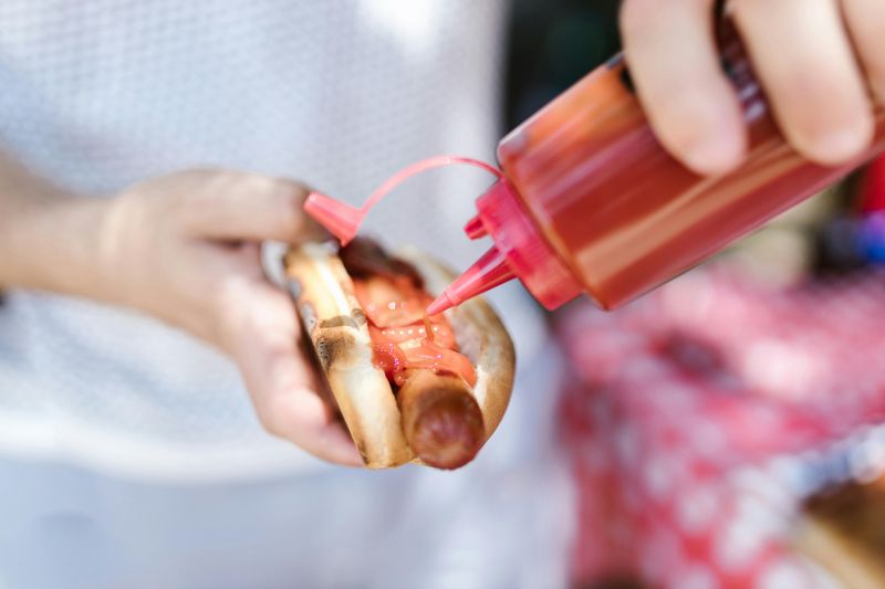 Hot dog with ketchup