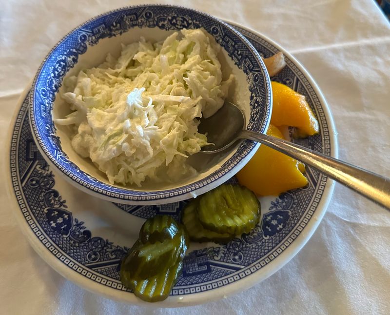 Crisp Coleslaw And Tangy Pickles