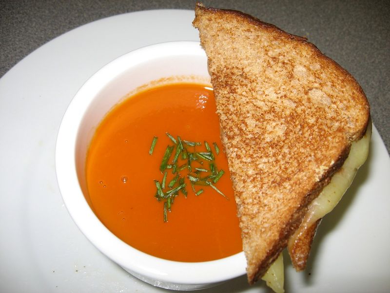 Tomato soup with grilled cheese