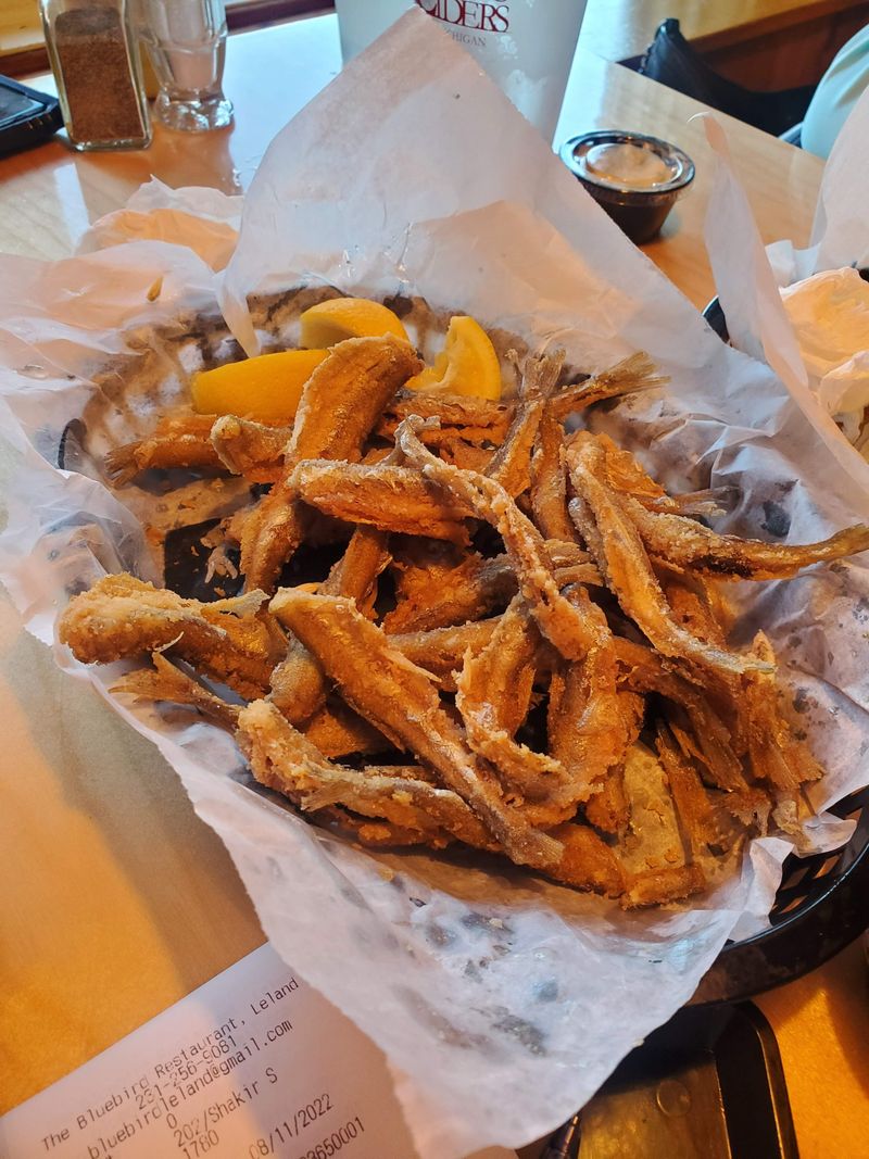 I Traveled Across Michigan To Try 11 Perch Dinners And 4 Tasted Like A Vacation Night 8 Blue Bird of Leland - Leland, Michigan