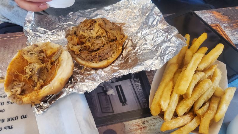 This North Carolina BBQ Lodge Serves Pulled Pork The Old Way Locals Say Is Worth The Drive 8 BBQ Sandwich Stacked Right