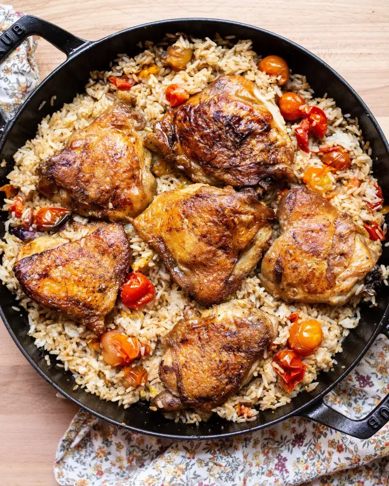 Chicken backs and rice