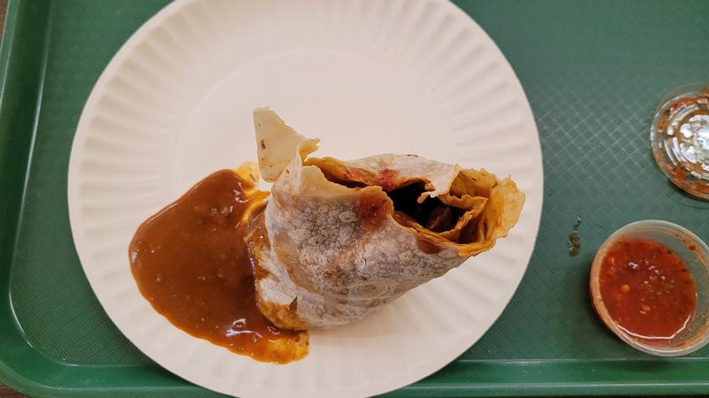 Red Machaca Burro With That Legendary Hot Sauce