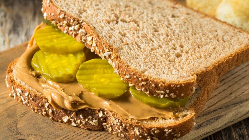 Pickles with peanut butter