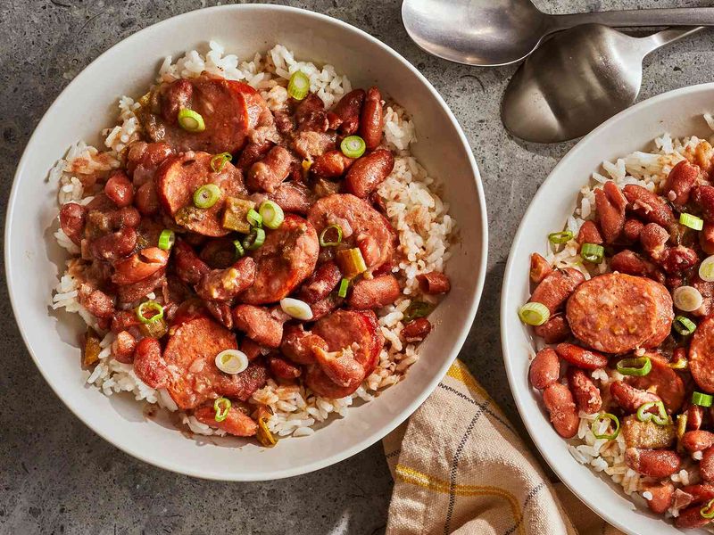 Rice and beans with sausage