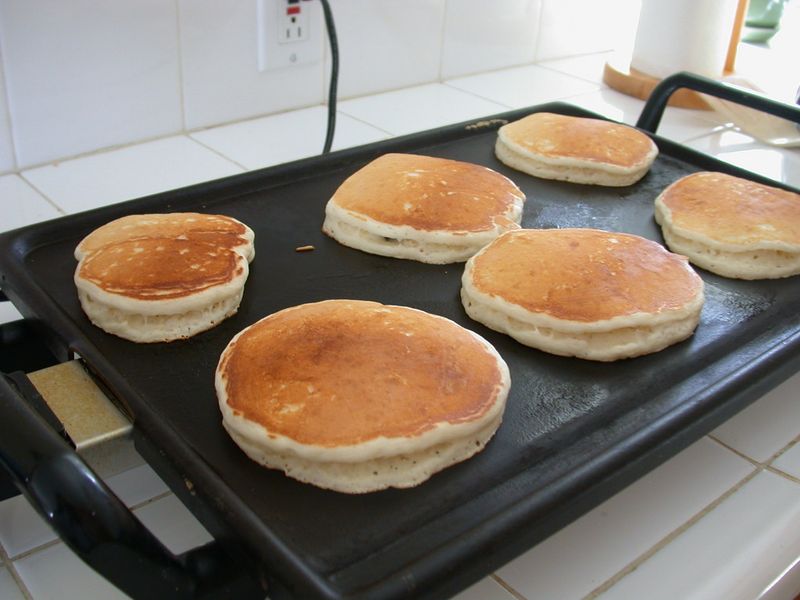 Pancakes on a griddle