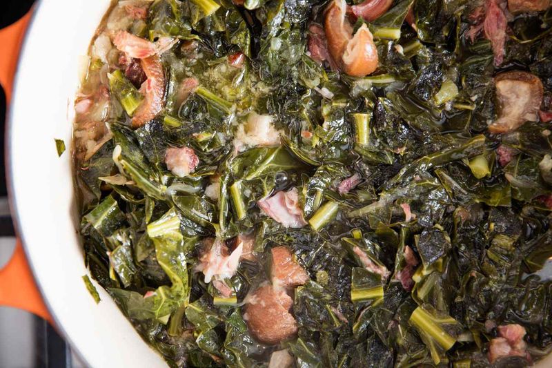 Stewed greens with ham
