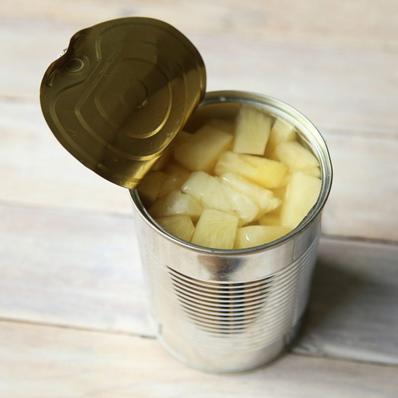 Canned fruit with syrup
