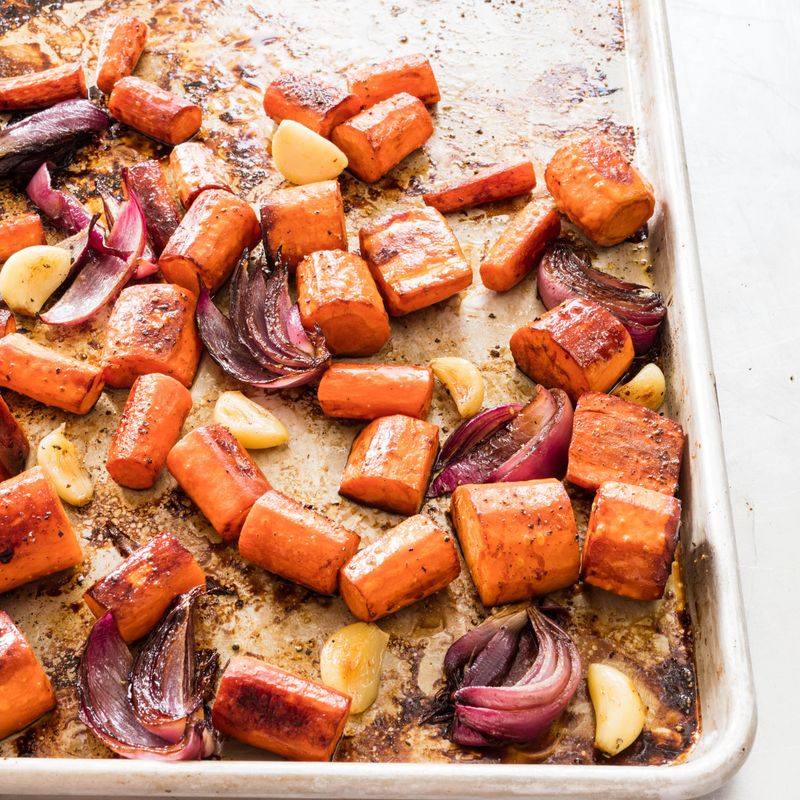 Roasted carrots and onions