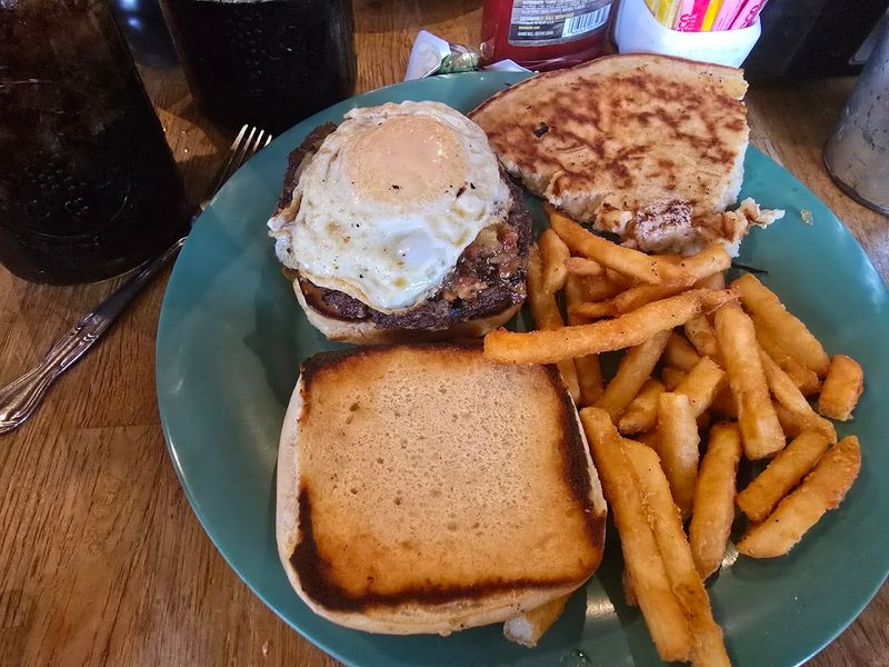 A Burger with Blue Cheese and Grilled Onions
