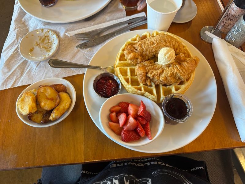 Chicken and Waffles Made From Biscuit Batter