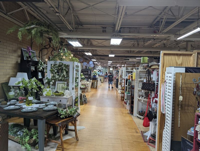 Rows of vendor booths with something different everywhere