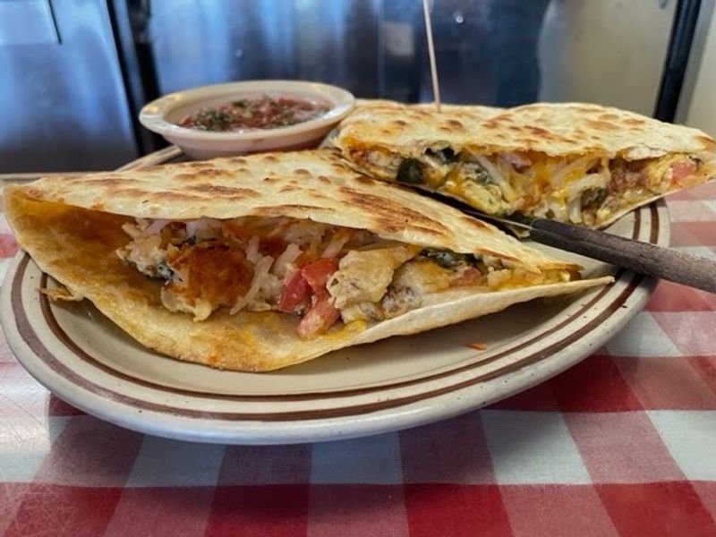 Green Chile Shredded Beef Omelette with Southwest Flair