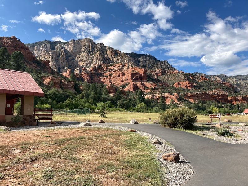 A scenic walk from parking to the creek