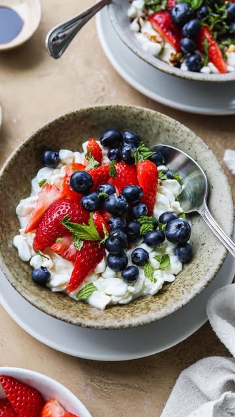 Cottage cheese with canned fruit