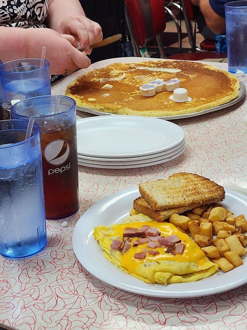 The Famous 16-Inch Pancake Served on a Pizza Platter
