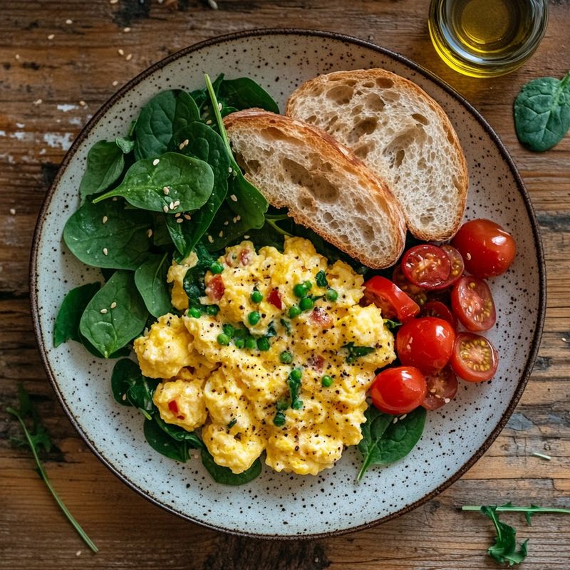 Scrambled eggs with spinach