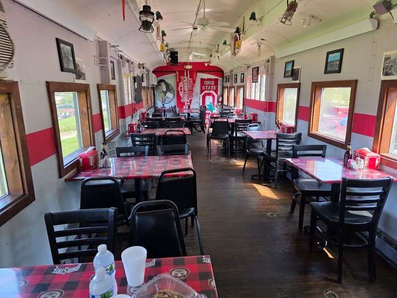 Eating Inside a Vintage Train Car