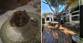 This charming California restaurant draws visitors from all over for its French onion soup