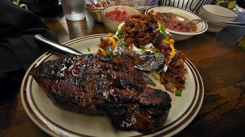 Oak-Grilled Steaks Cooked Over a Red Oak Wood-Burning Pit