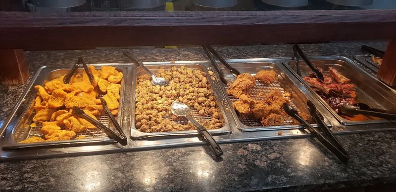Catfish and Seafood Options on the Buffet Line