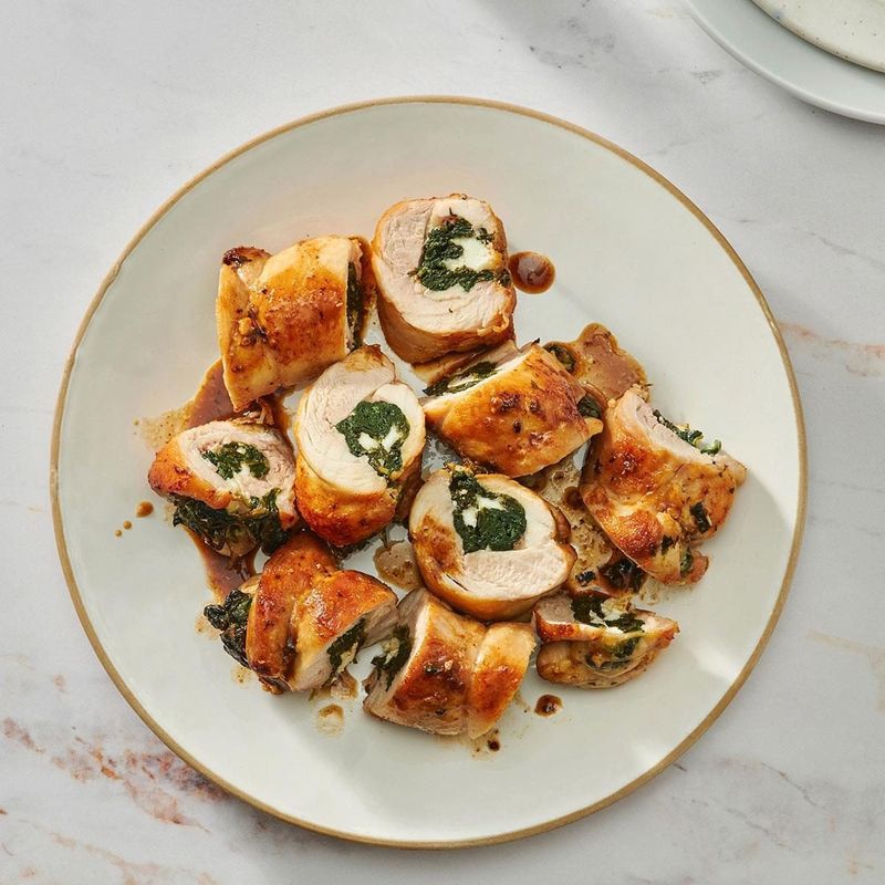 Chicken with feta and spinach