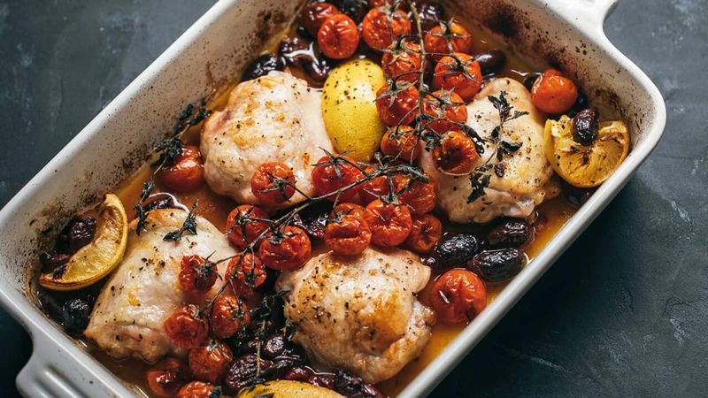 Chicken with olives and tomatoes