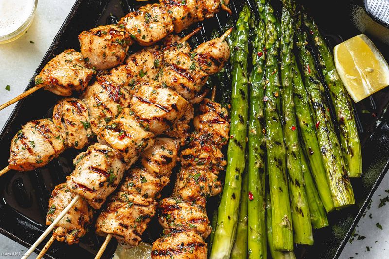 Lemon garlic chicken skewers