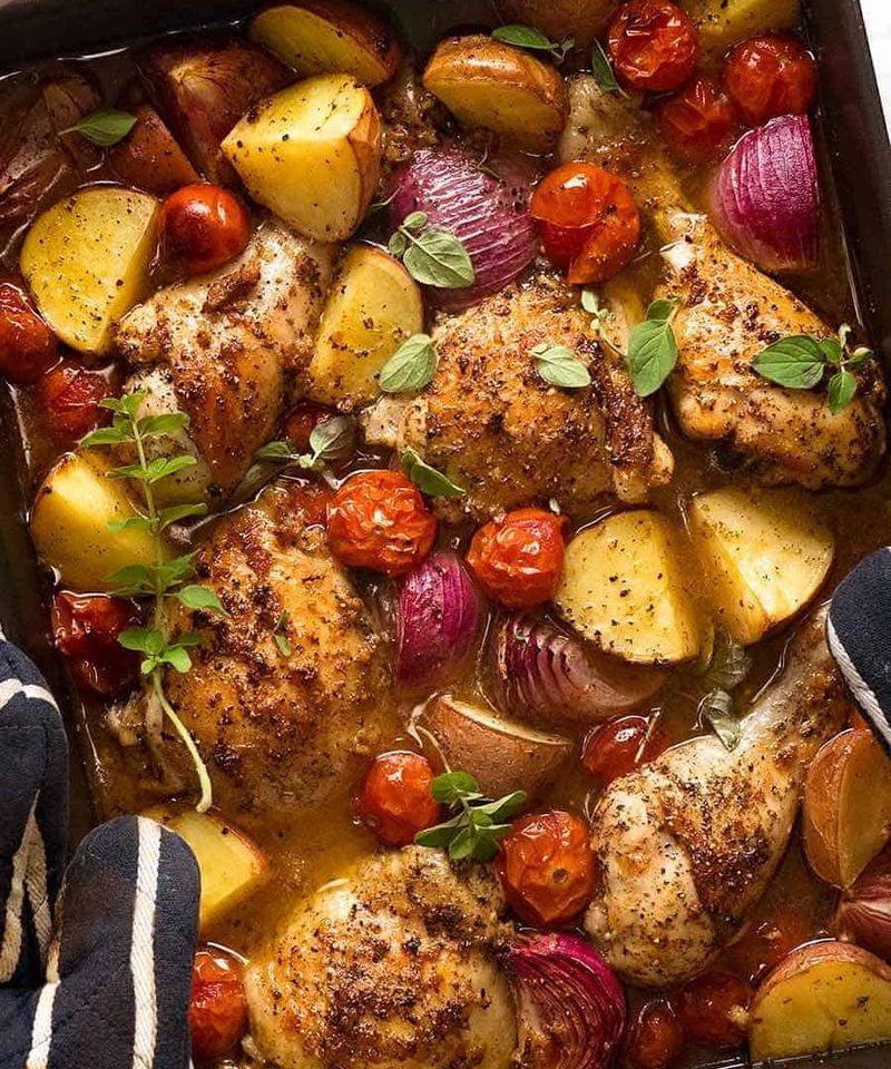 Mediterranean baked chicken thighs