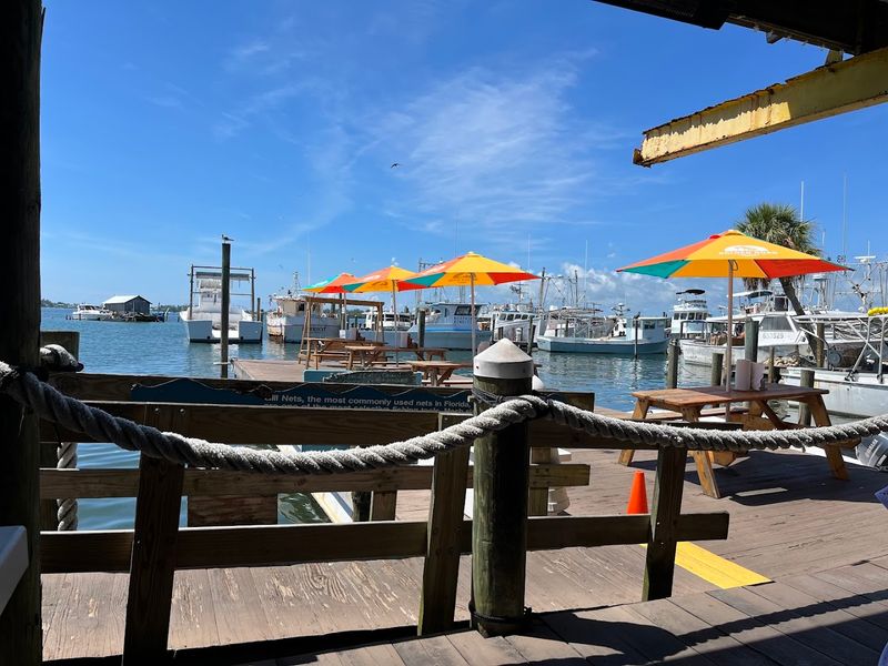 Outdoor Picnic Table Seating on the Dock