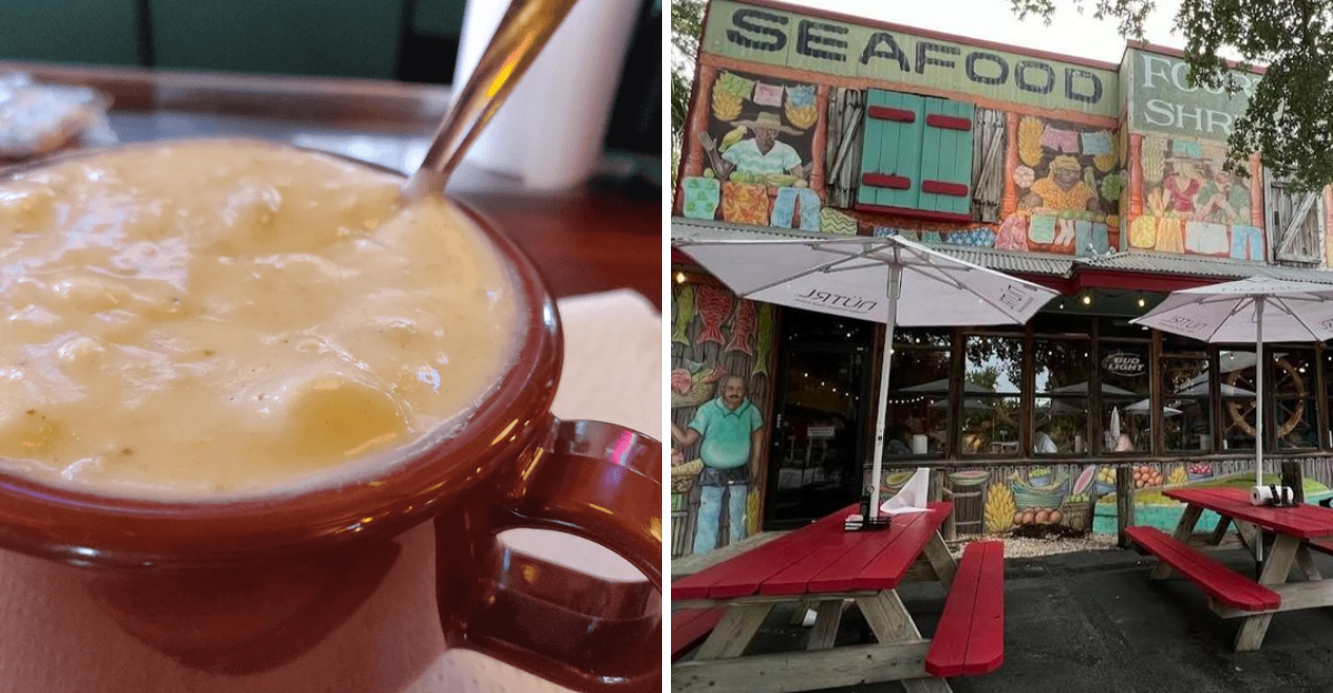 People across Florida travel for the mouth watering clam chowder at this no frills restaurant