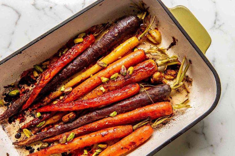 Roasted carrots and honey glaze