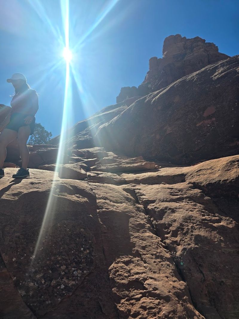 Rock Scrambling Up Bell Rock for a Higher View