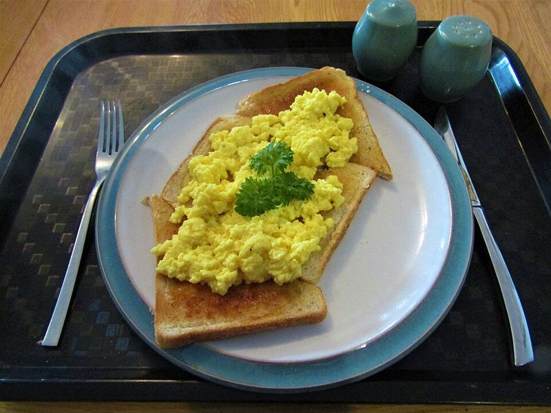 Scrambled eggs and toast