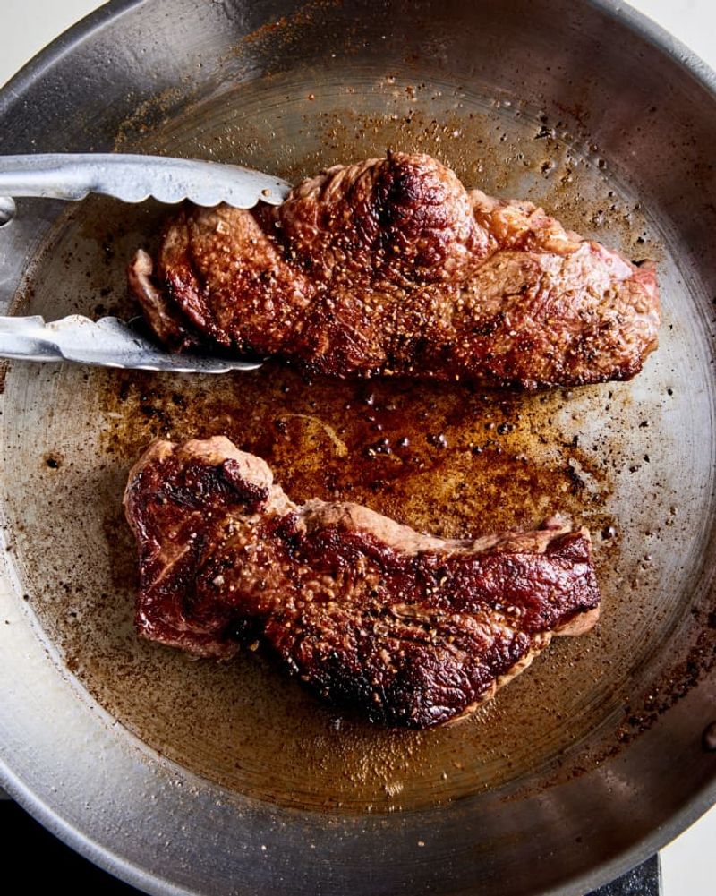 Searing meat first