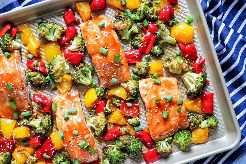 Sheet pan salmon and vegetables