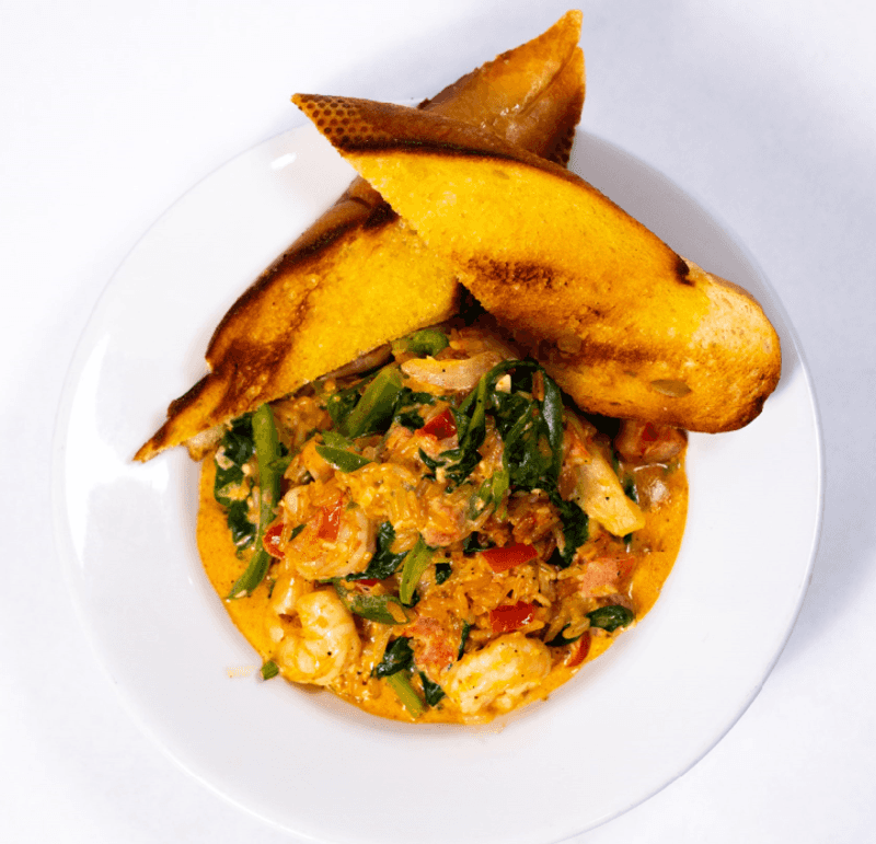 Shrimp and Grits Full of Color and Layered Flavor